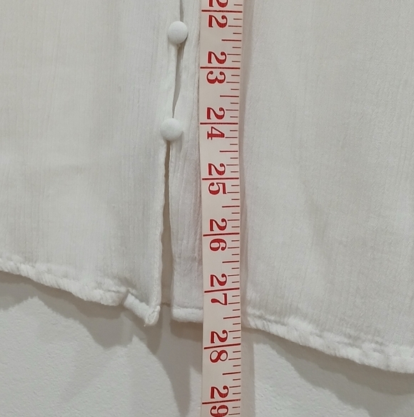 Alexander Jordan Off White Button front long slv Blouse Sheering details Sz M - Picture 8 of 12